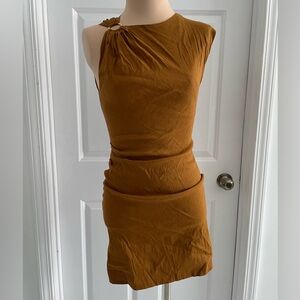 Zara Asymmetrical 84% Linen Stretch Bodycon Dress Size XS